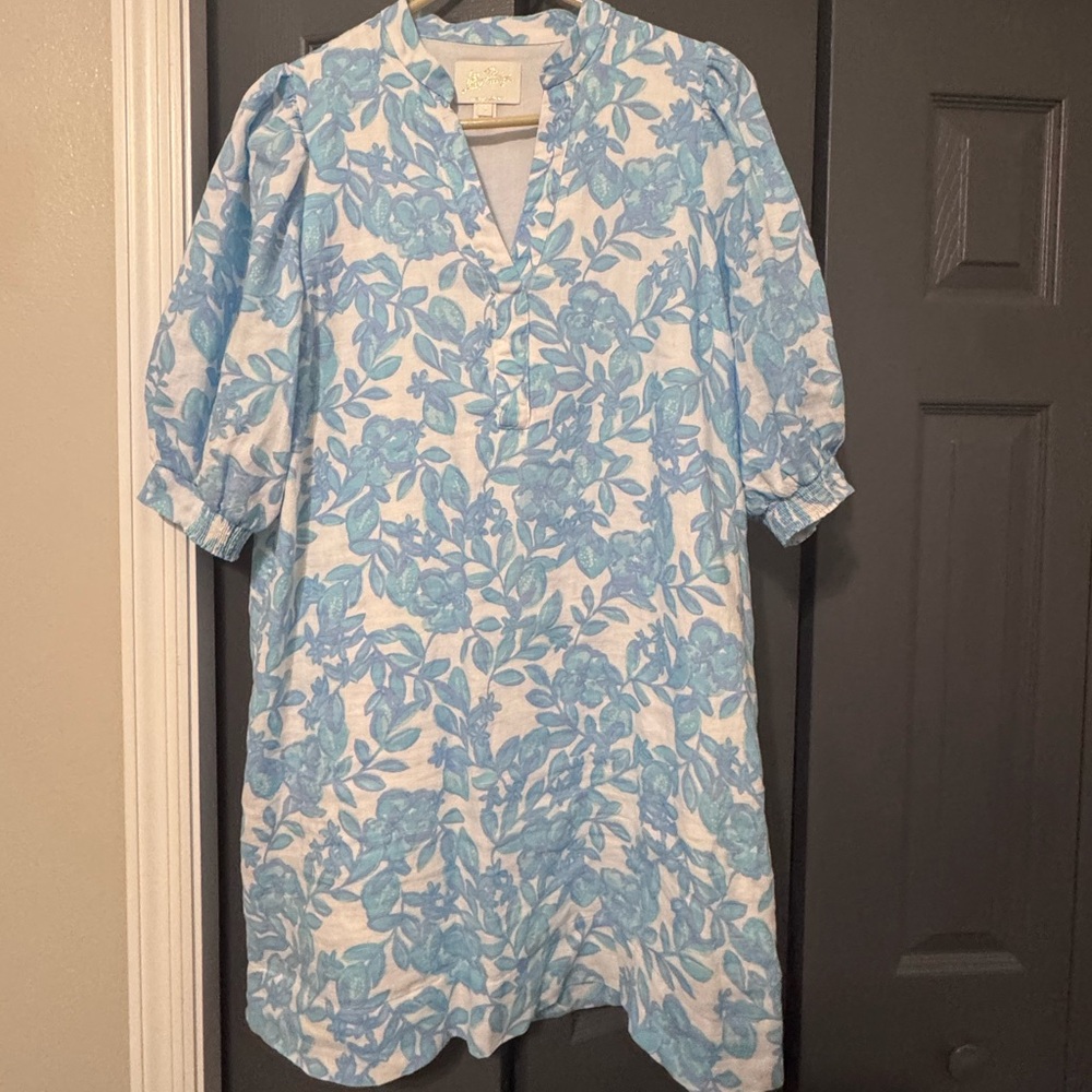 Lilly Pulitzer Light Blue Floral Mini Dress on White